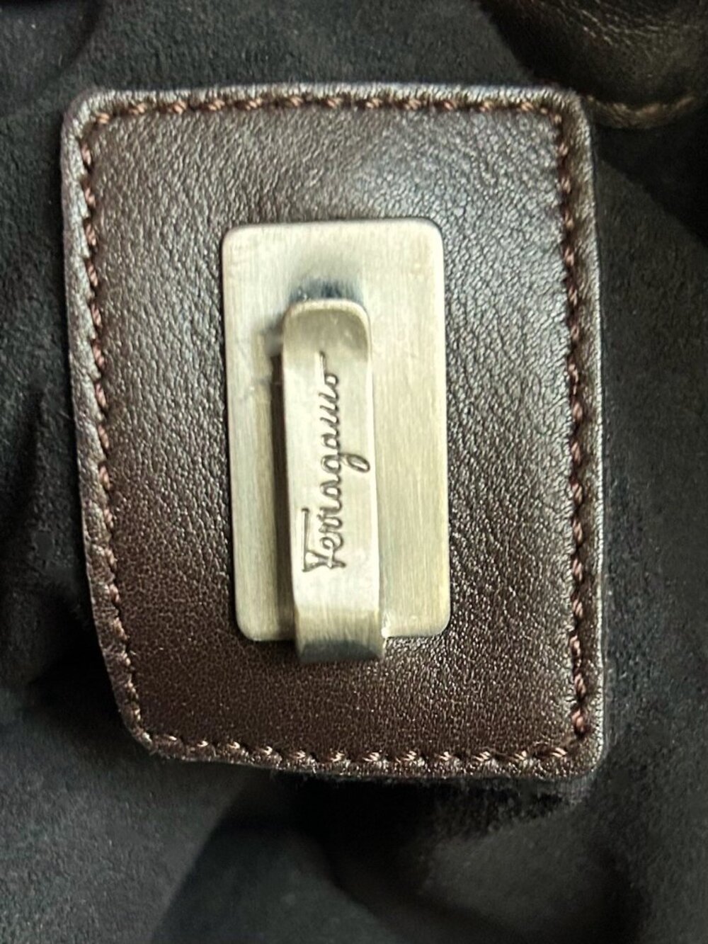 SALVATORE FERRAGAMO Nappa Soft Shoulder Bag, Chocolate Brown - Picture 9 of 10